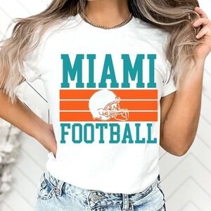 Miami Dolphins Retro Football Aqua Orange T-Shirt